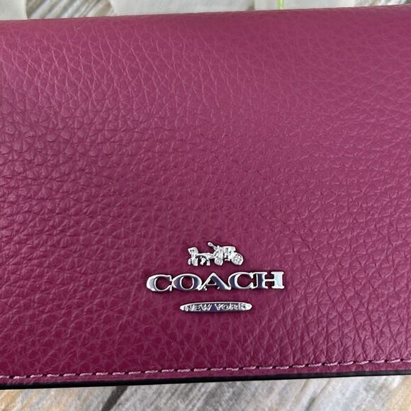 Coach Card Holder Wallet In Signature Canvas With Bow Print Bag Purse - Picture 3 of 17